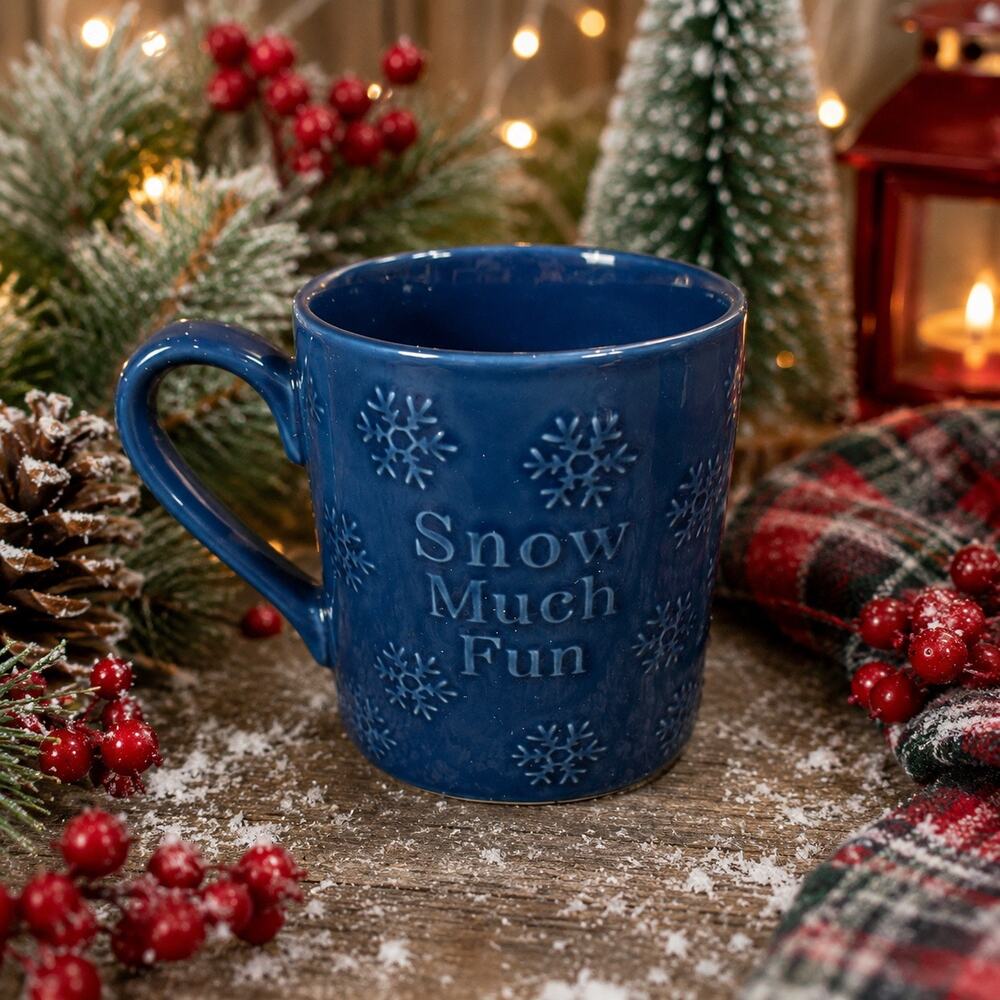 Threshold Snow Much Fun Stoneware Christmas Mug | Emboss Snowflake Coffee New